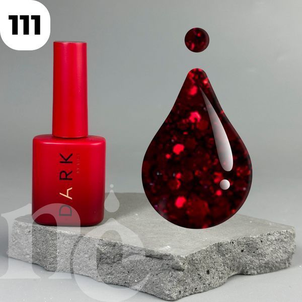 Гель-лак DARK Gel Polish 111 (бордовий з блискітками), 10 мл DGP11110 фото Гель-лак DARK Gel Polish 111 (бордовий з блискітками), 10 мл DGP11110 фото