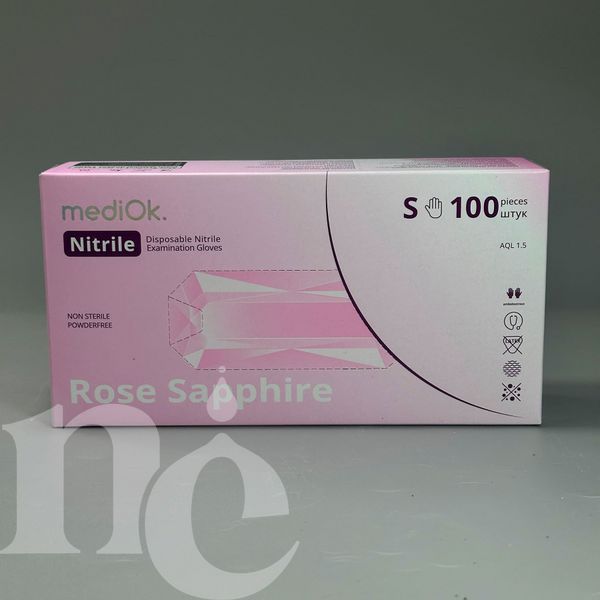 Рукавички нітрилові mediOK Rose Sapphire розмір S рожеві (3,5г) NC-482622250 фото