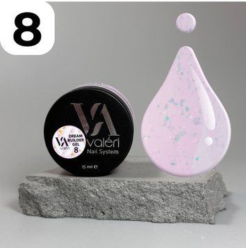 Гель Valeri Dream Builder Gel №008 (рожевий з золотими пластівцями), 15 мл VDBG15-08 фото