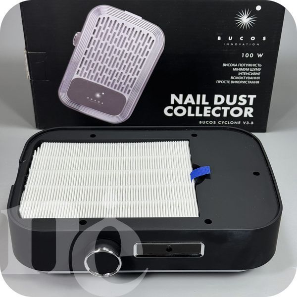 Вытяжка для маникюра с НЕРА фильтром Bucos Cyclone V3-B, 100W на аккамуляторе Black NC-345552 фото