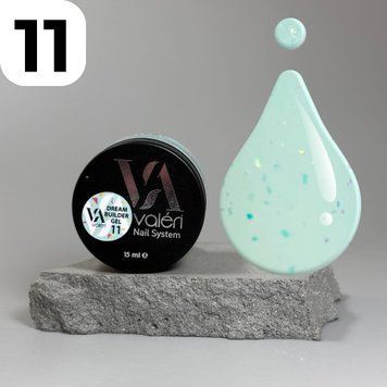Гель Valeri Dream Builder Gel №011 (зелений з золотими та рожевими пластівцями), 15 мл VDBG15-11 фото