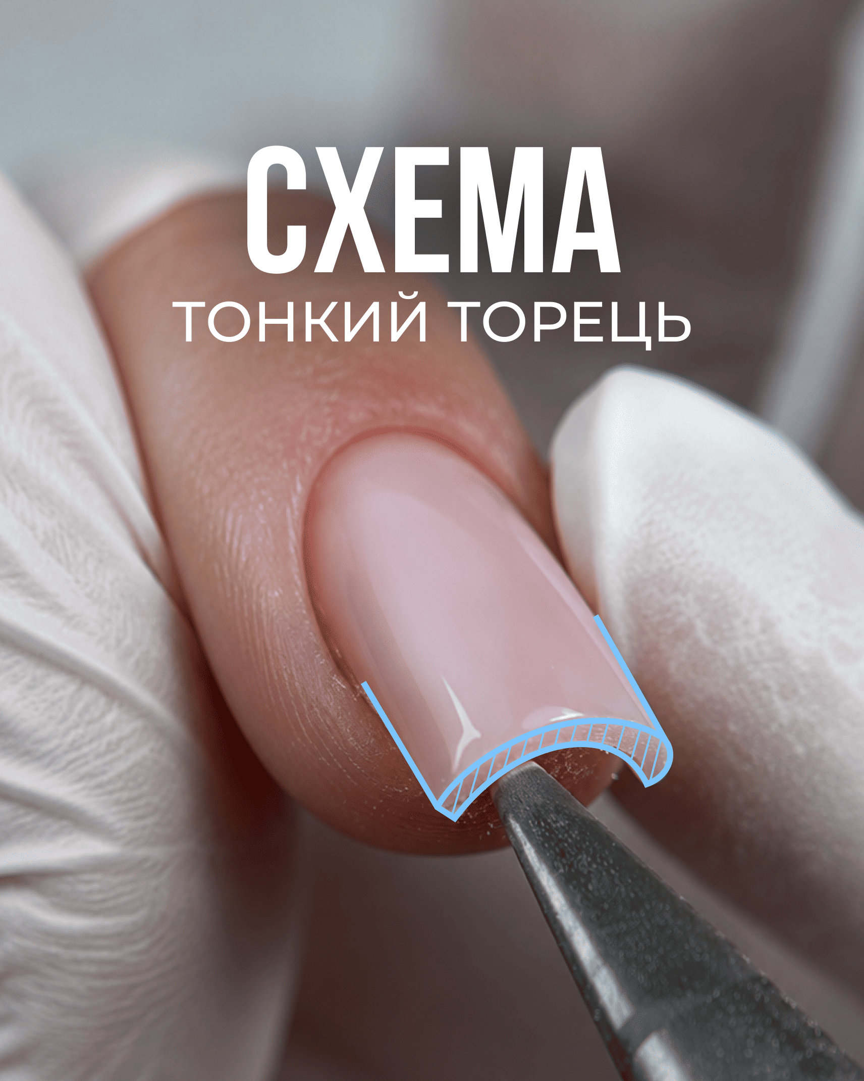 Схема тонкого торця нігтя після правильного випилювання вільного краю